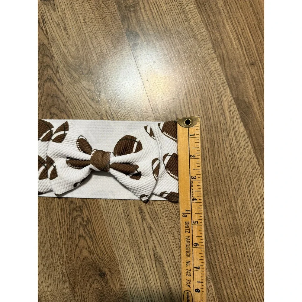 Unbranded Football Headband Girl OS White Brown Baby Toddler Bow Sports